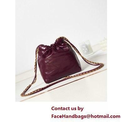 Chanel Shiny Calfskin  &  Gold-Tone Metal CHANEL 22 Mini Handbag AS3980 Burgundy